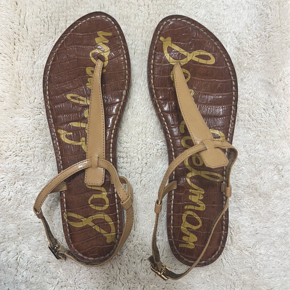 Sam Edelman Womens Gigi Thong Sandal - Almond Patent